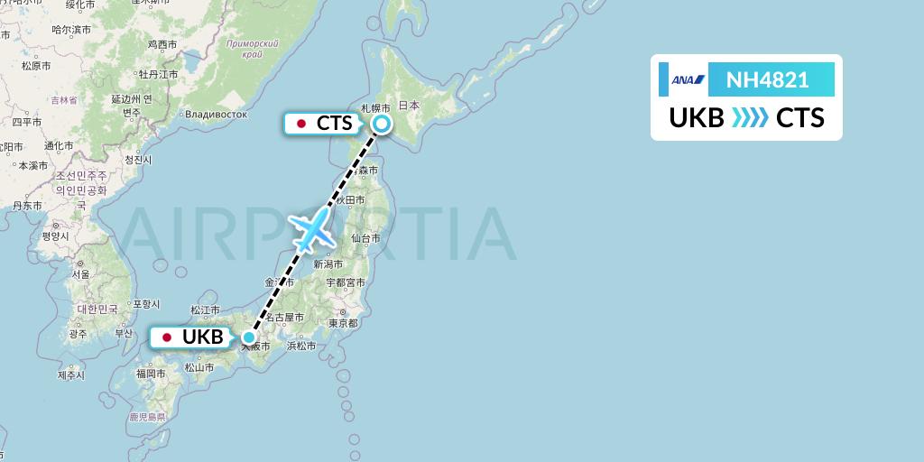 NH4821 All Nippon Airways Flight Map: Kobe to Sapporo