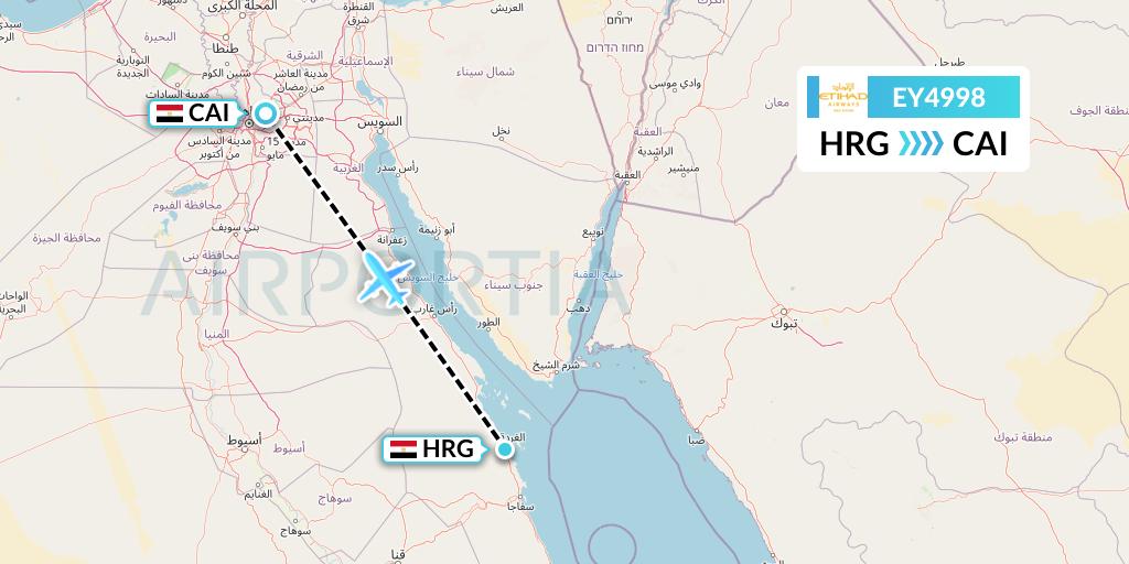 EY4998 Etihad Airways Flight Map: Hurghada to Cairo