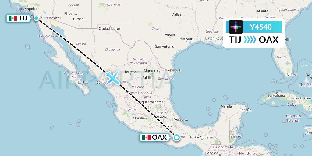 Y4540 Flight Status Volaris Tijuana to Oaxaca (VOI540)