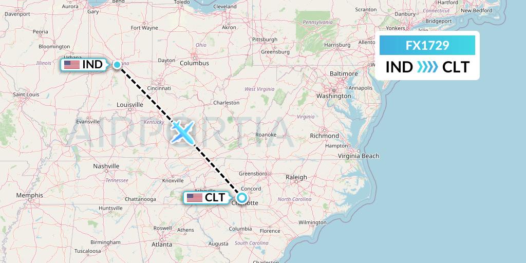 FX1729 Flight Status FedEx: Indianapolis to Charlotte (FDX1729)