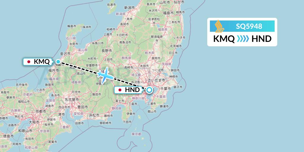 SQ5948 Singapore Airlines Flight Map: Komatsu to Tokyo