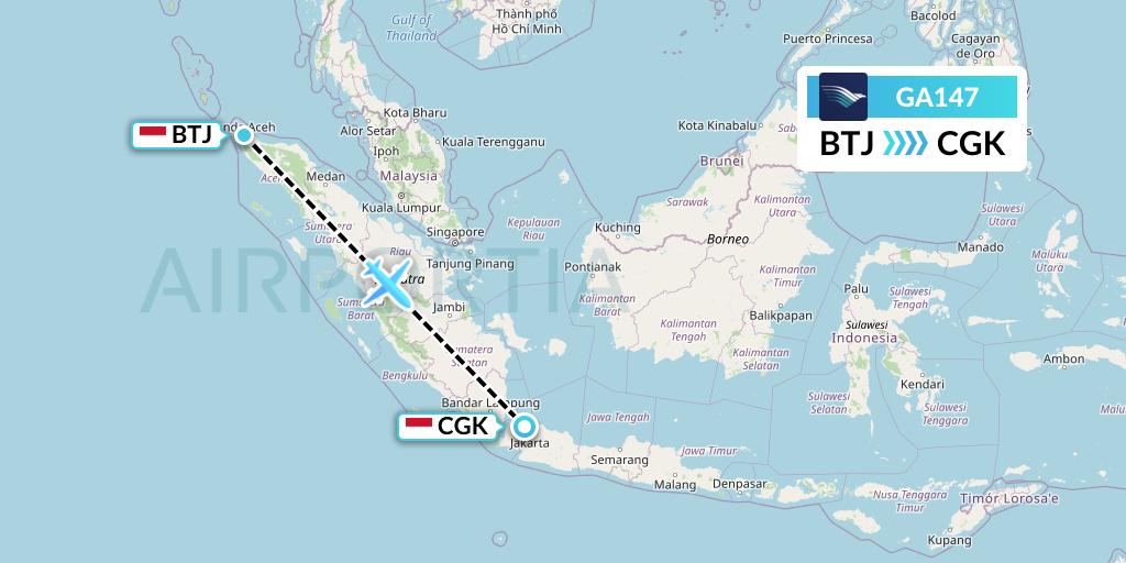GA147 Garuda Indonesia Flight Map: Banda Aceh to Jakarta