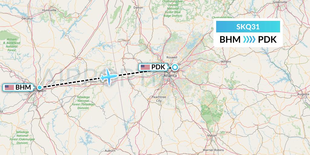 SKQ31 Labcorp Flight Map: Birmingham to Atlanta