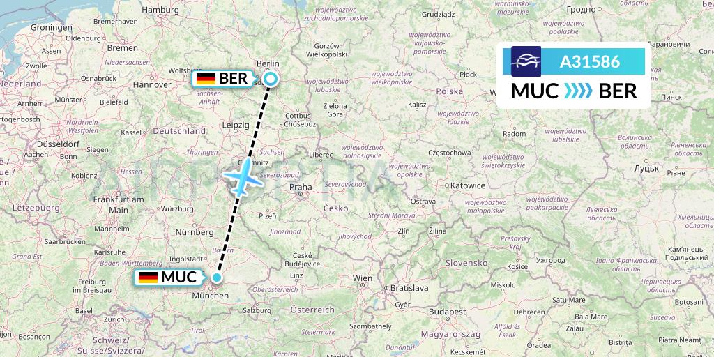 A31586 Aegean Airlines Flight Map: Munich to Berlin