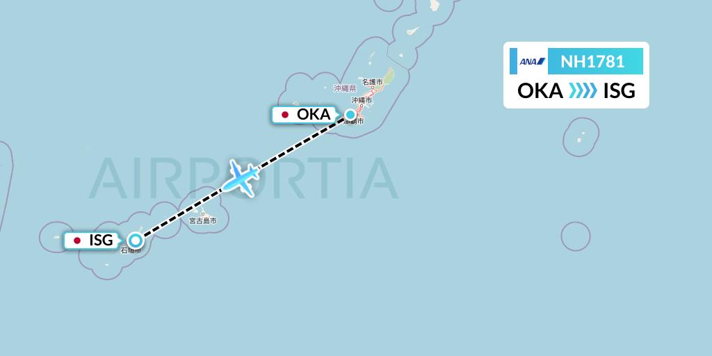 NH1781 All Nippon Airways Flight Map: Naha to Ishigaki