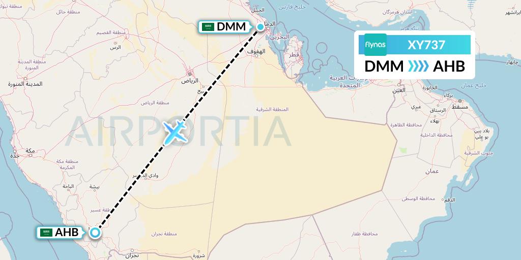 XY737 Flynas Flight Map: Dammam to Abha