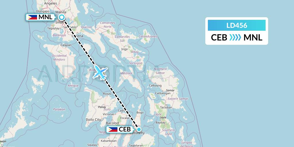 LD456 Air Hong Kong Flight Map: Cebu to Manila