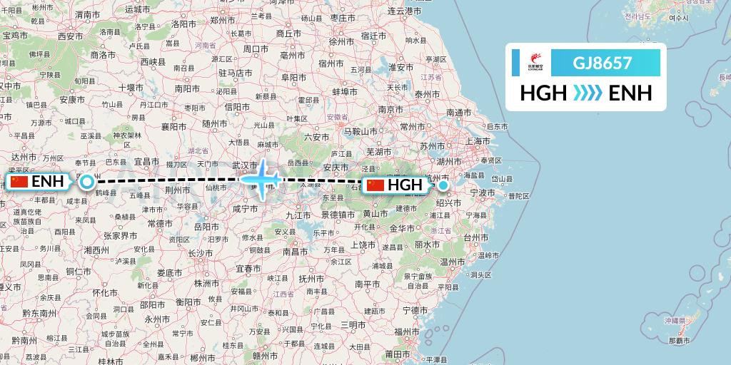 GJ8657 Loong Airlines Flight Map: Hangzhou to Enshi