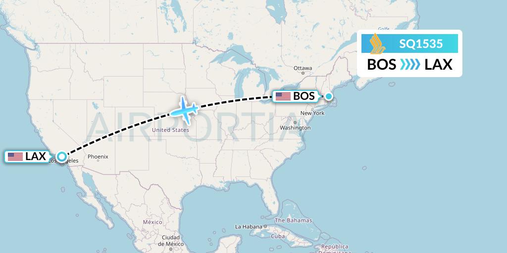 SQ1535 Singapore Airlines Flight Map: Boston to Los Angeles