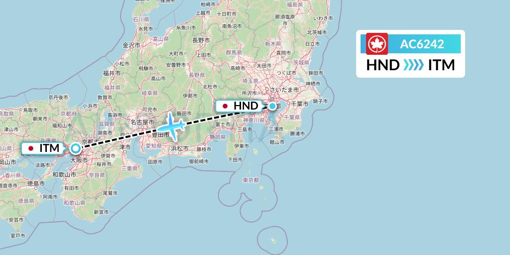 AC6242 Air Canada Flight Map: Tokyo to Osaka