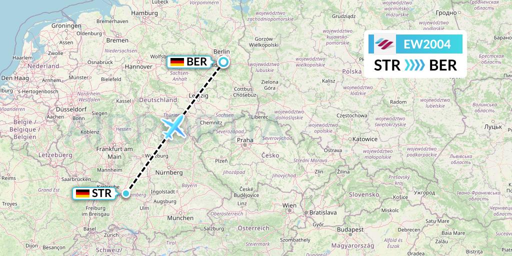 EW2004 Eurowings Flight Map: Stuttgart to Berlin