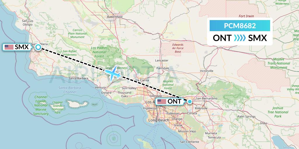 PCM8682 Westair Industries Flight Map: Ontario to Santa Maria