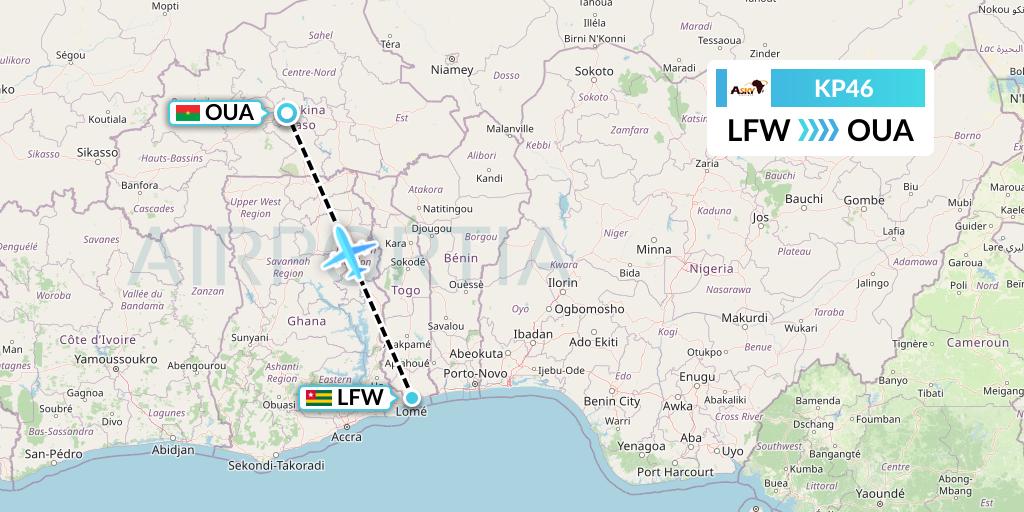 KP46 ASKY Flight Map: Lome to Ouagadougou