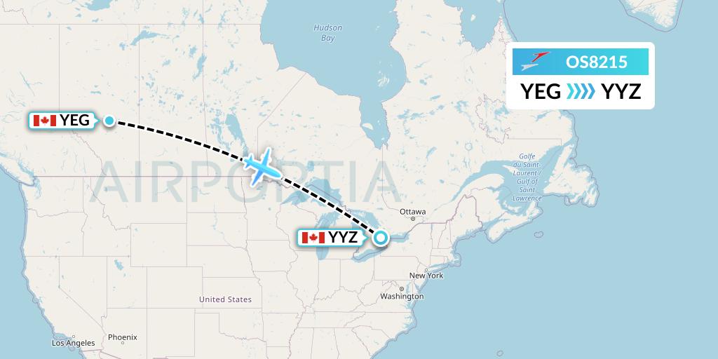 OS8215 Austrian Airlines Flight Map: Edmonton to Toronto