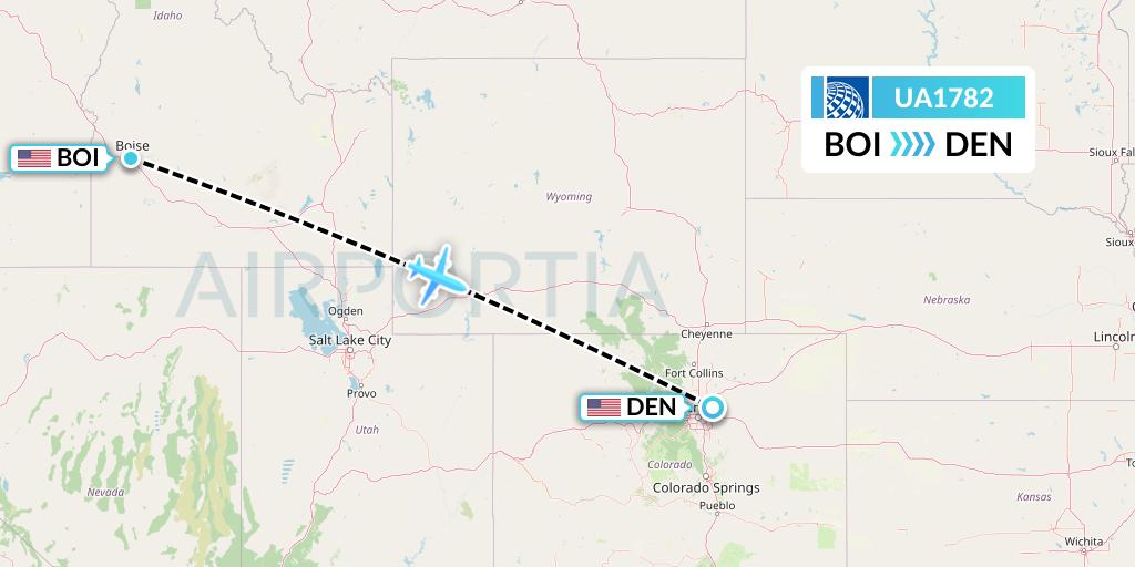 UA1782 United Airlines Flight Map: Boise to Denver