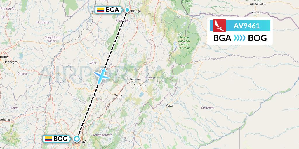 AV9461 Avianca Flight Map: Bucaramanga to Bogota