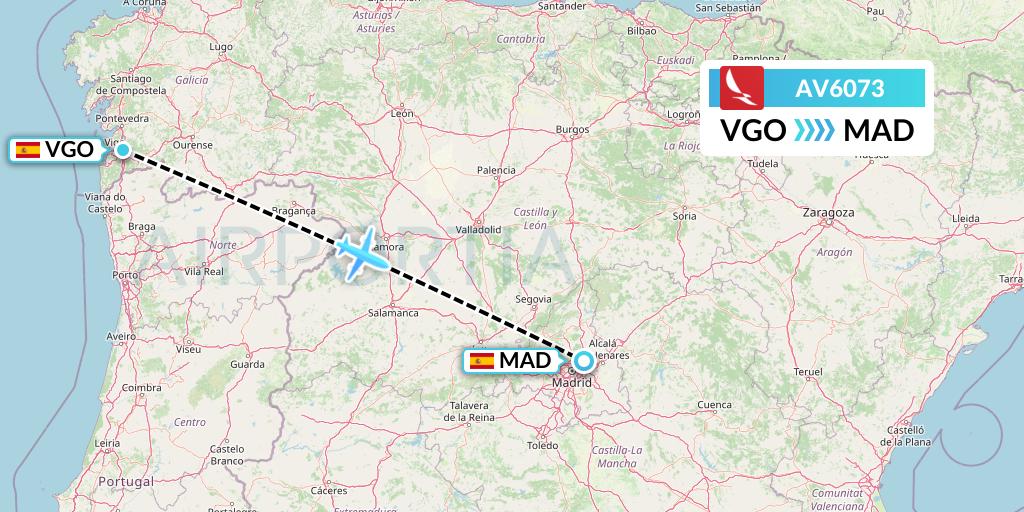 AV6073 Avianca Flight Map: Vigo to Madrid