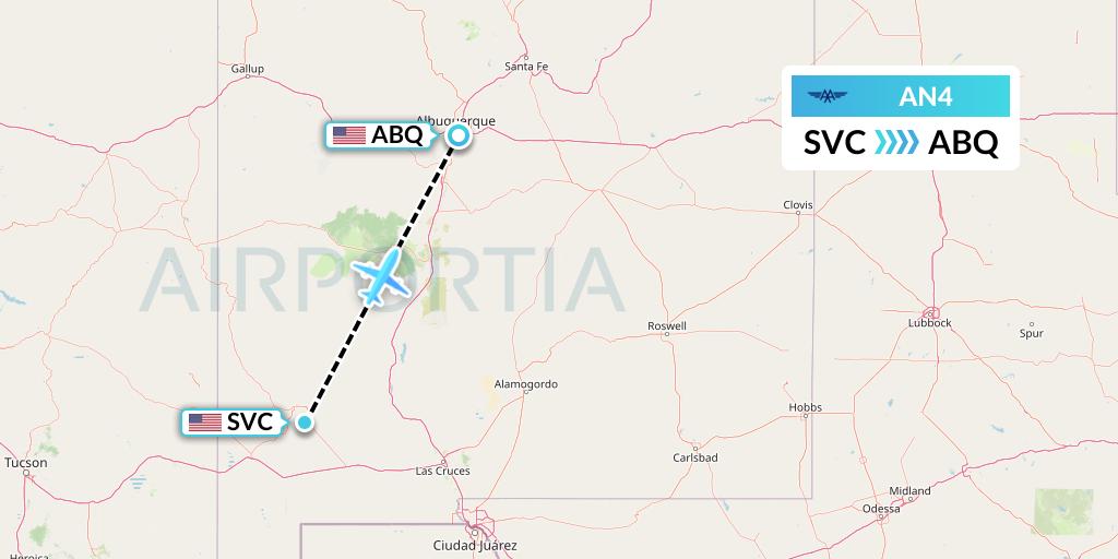 AN4 Advanced Air Flight Map: Silver City to Albuquerque