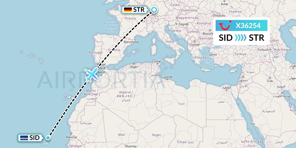 X36254 TUI fly Germany Flight Map: Espargos to Stuttgart