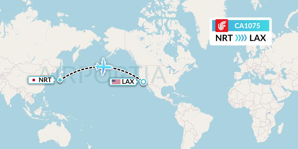 CA1075 Air China Flight Map: Tokyo to Los Angeles