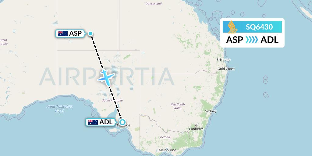 SQ6430 Singapore Airlines Flight Map: Alice Springs to Adelaide