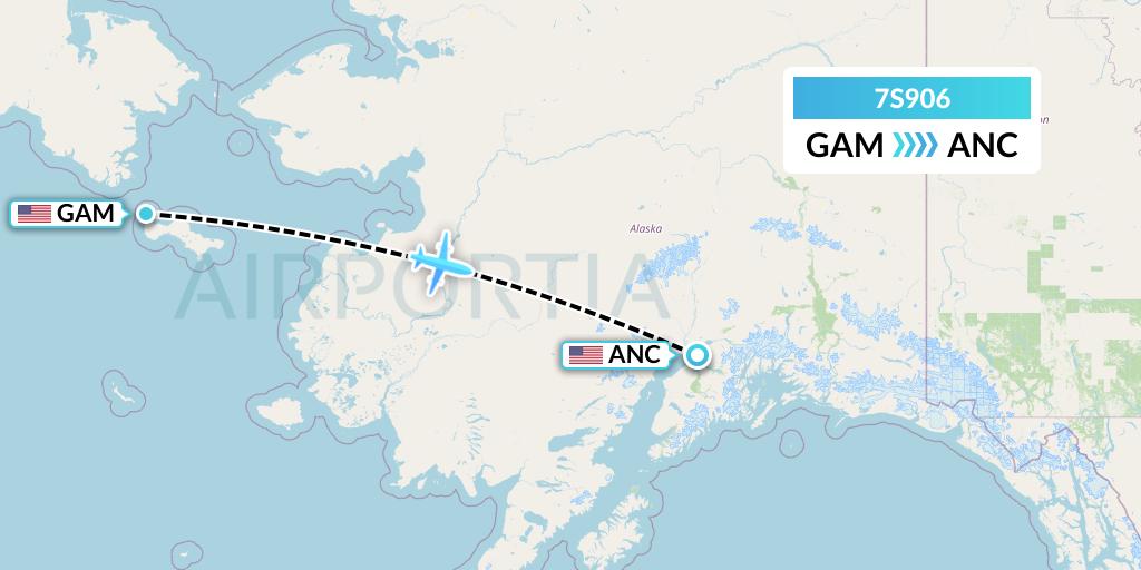 7S906 Ryan Air (USA) Flight Map: Gambell to Anchorage