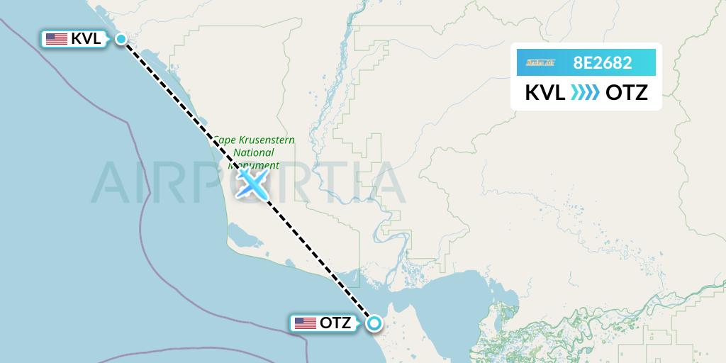 8E2682 Bering Air Flight Map: Kivalina to Kotzebue
