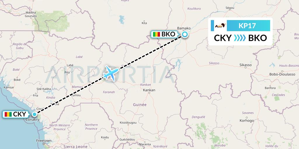 KP17 ASKY Flight Map: Conakry to Bamako