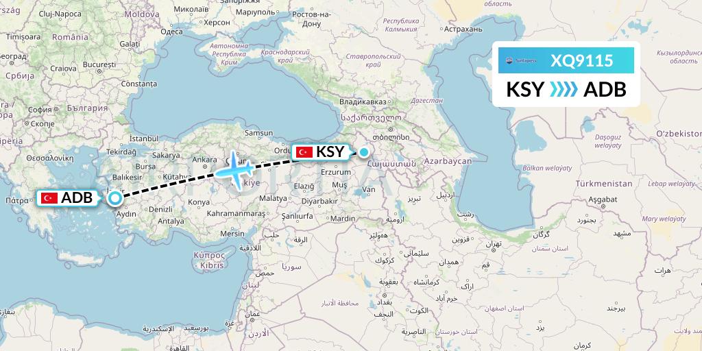 XQ9115 SunExpress Flight Map: Kars to Izmir