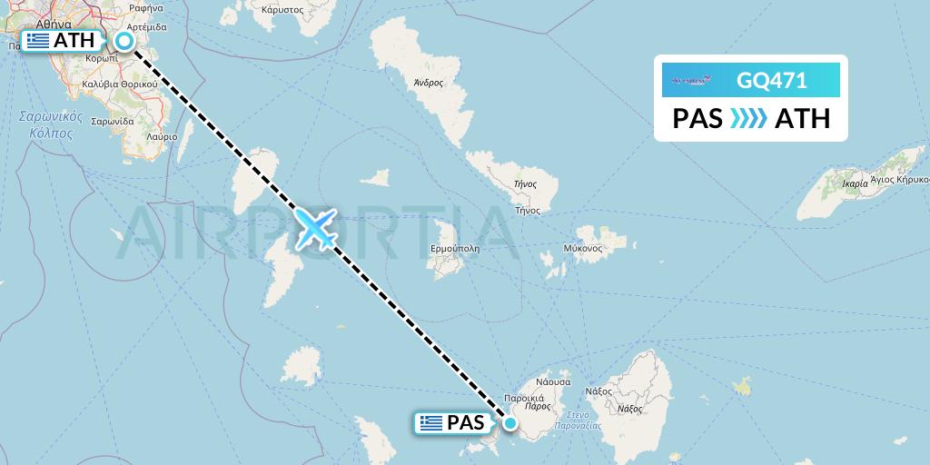 GQ471 Sky Express (Greece) Flight Map: Paros to Athens