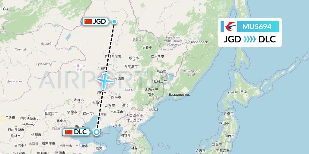 MU5694 China Eastern Airlines Flight Map: Jiagedaqi to Dalian