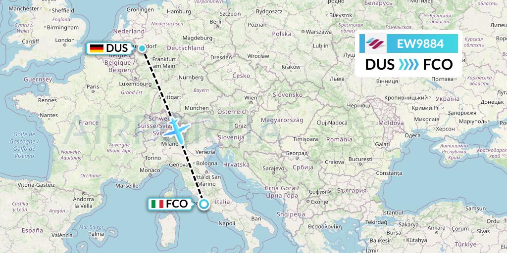 EW9884 Eurowings Flight Map: Dusseldorf to Rome