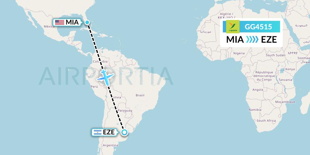 GG4515 Sky Lease 1 Flight Map: Miami to Buenos Aires