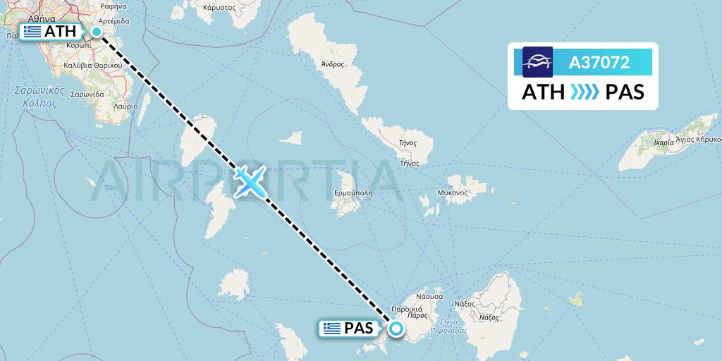 A37072 Aegean Airlines Flight Map: Athens to Paros