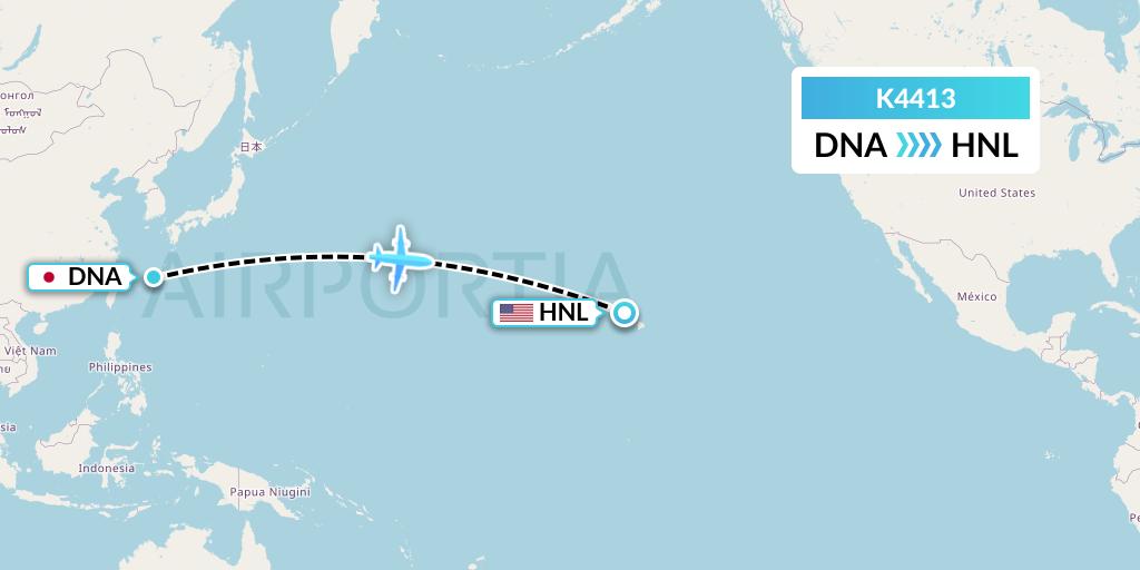 K4413 Kalitta Air Flight Map: Japan to Honolulu