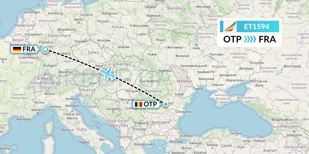 ET1594 Ethiopian Airlines Flight Map: Bucharest to Frankfurt