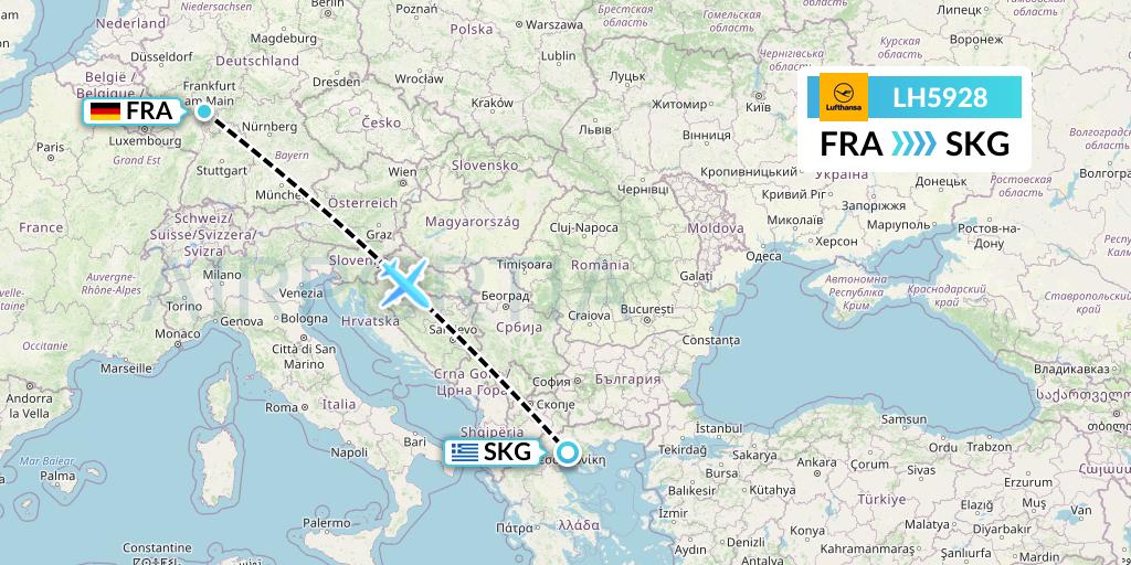 LH5928 Lufthansa Flight Map: Frankfurt to Thessaloniki