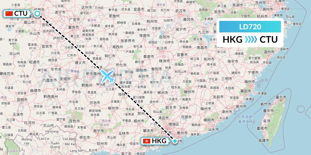 LD720 Air Hong Kong Flight Map: Hong Kong to Chengdu