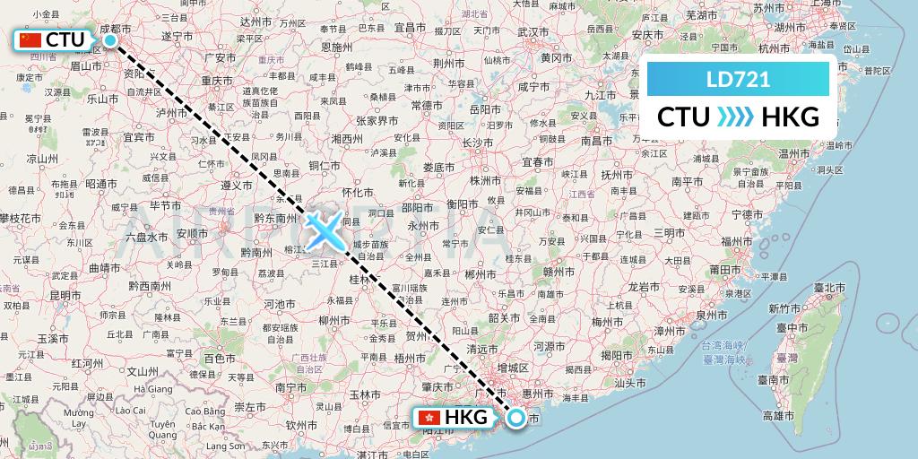 LD721 Air Hong Kong Flight Map: Chengdu to Hong Kong