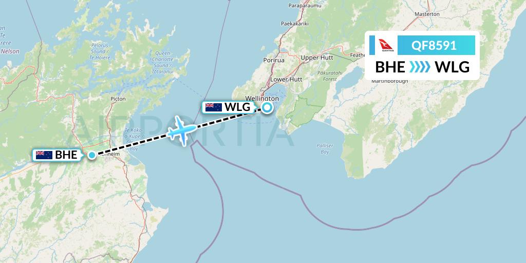QF8591 Qantas Flight Map: Blenheim to Wellington