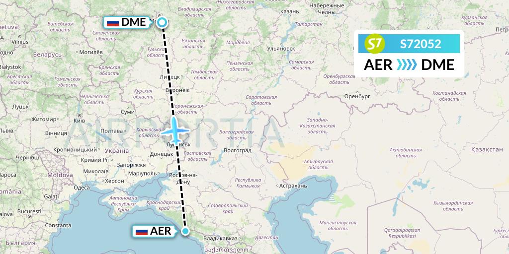 S72052 S7 Airlines Flight Map: Sochi to Moscow