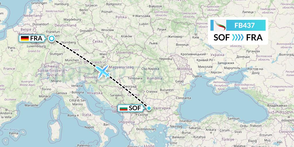 FB437 Bulgaria Air Flight Map: Sofia to Frankfurt