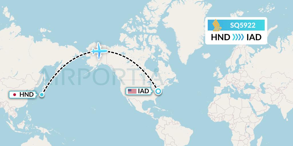 SQ5922 Singapore Airlines Flight Map: Tokyo to Washington