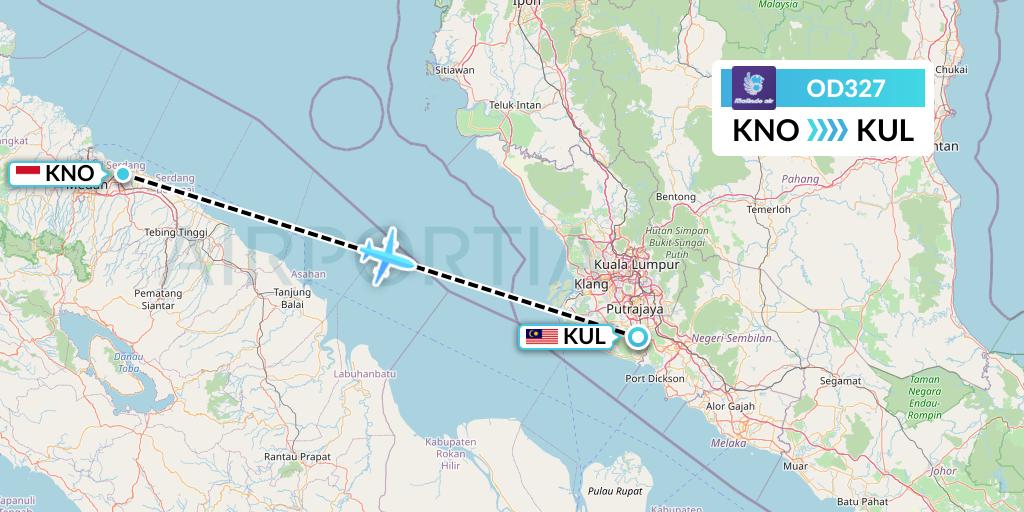 OD327 Batik Air Malaysia Flight Map: Medan to Kuala Lumpur
