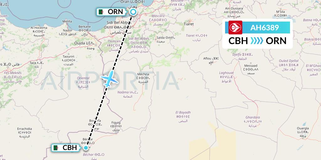 AH6389 Air Algerie Flight Map: Bechar to Oran