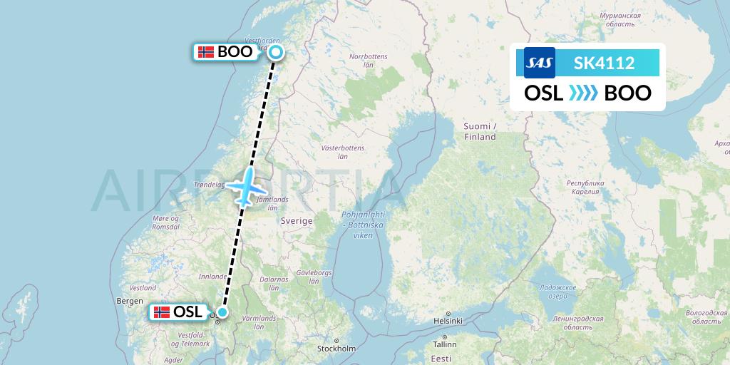 SK4112 SAS Flight Map: Oslo to Bodo
