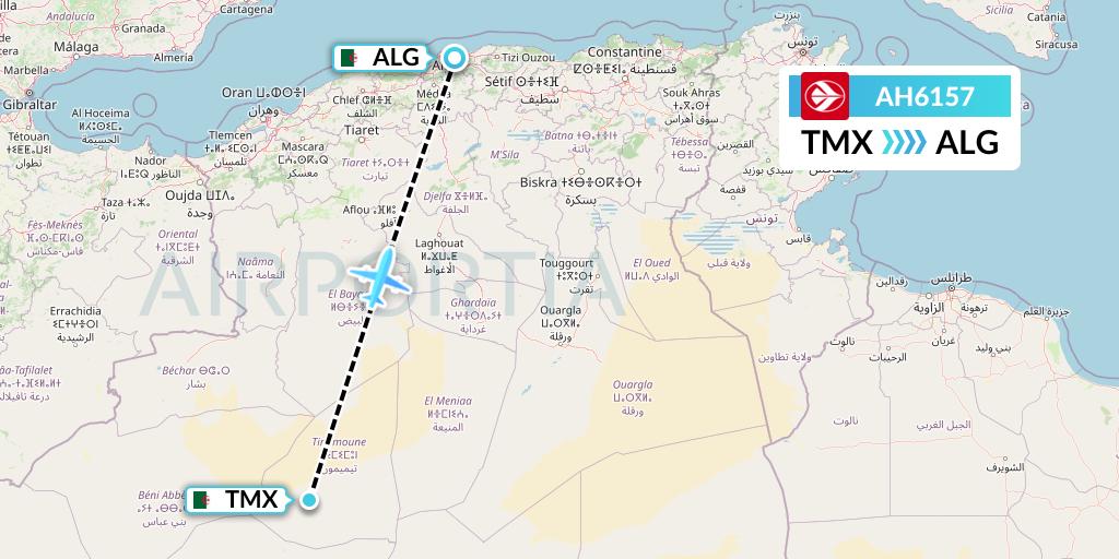 AH6157 Air Algerie Flight Map: Timimoun to Algiers