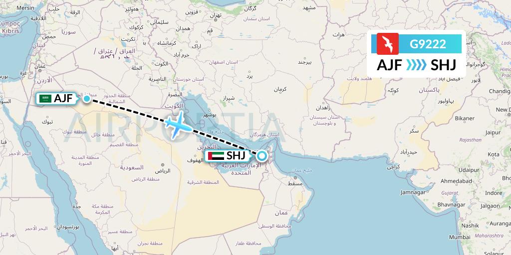 G9222 Air Arabia Flight Map: Sakaka to Sharjah