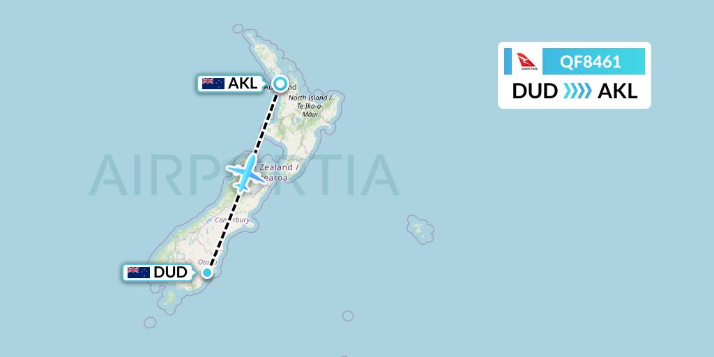 QF8461 Qantas Flight Map: Dunedin to Auckland