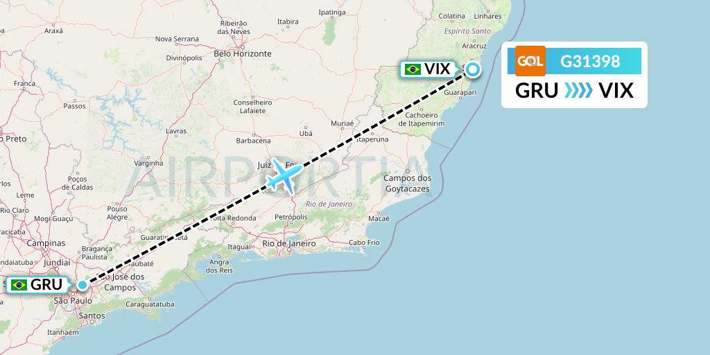 G31398 GOL Transportes Aeros Flight Map: Sao Paulo to Vitoria